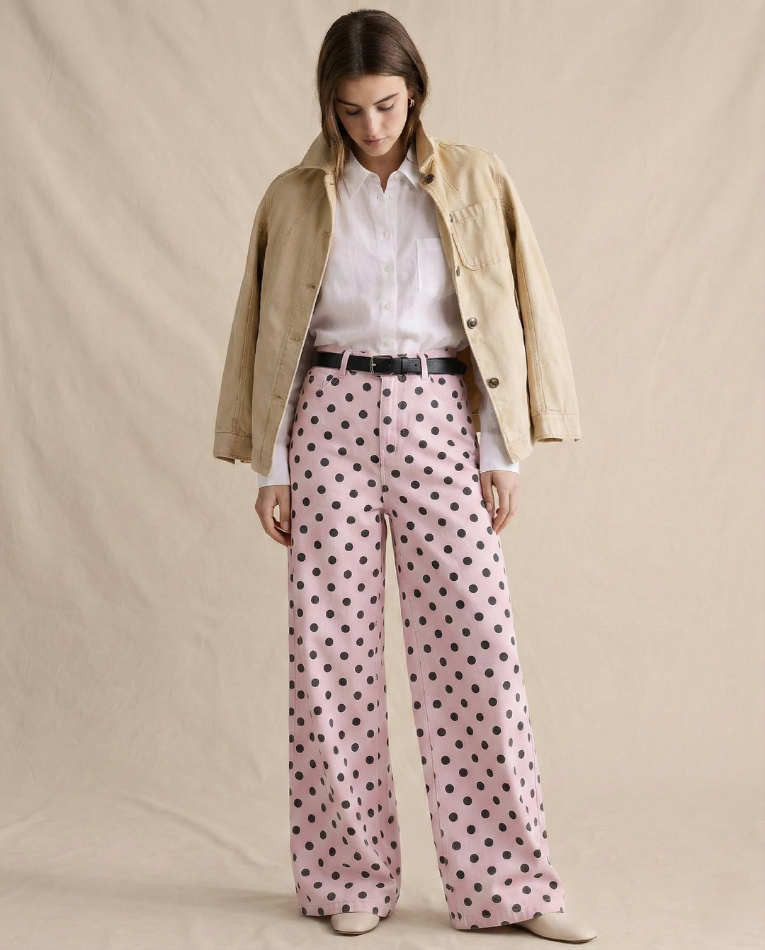 Paule | Polka Dot Cotton Wide Leg Trousers