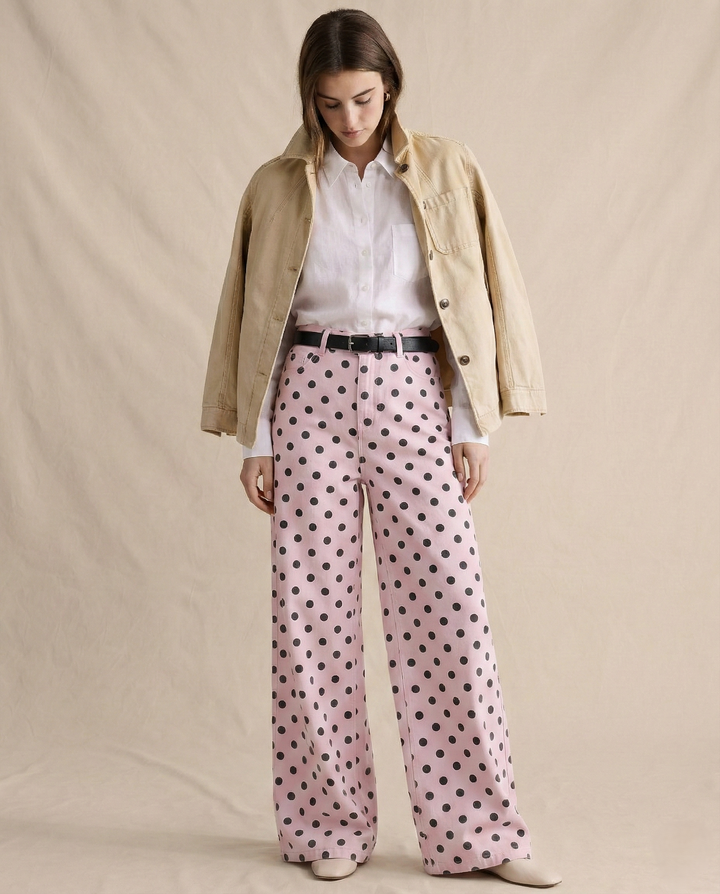 Paule | Polka Dot Cotton Wide Leg Trousers