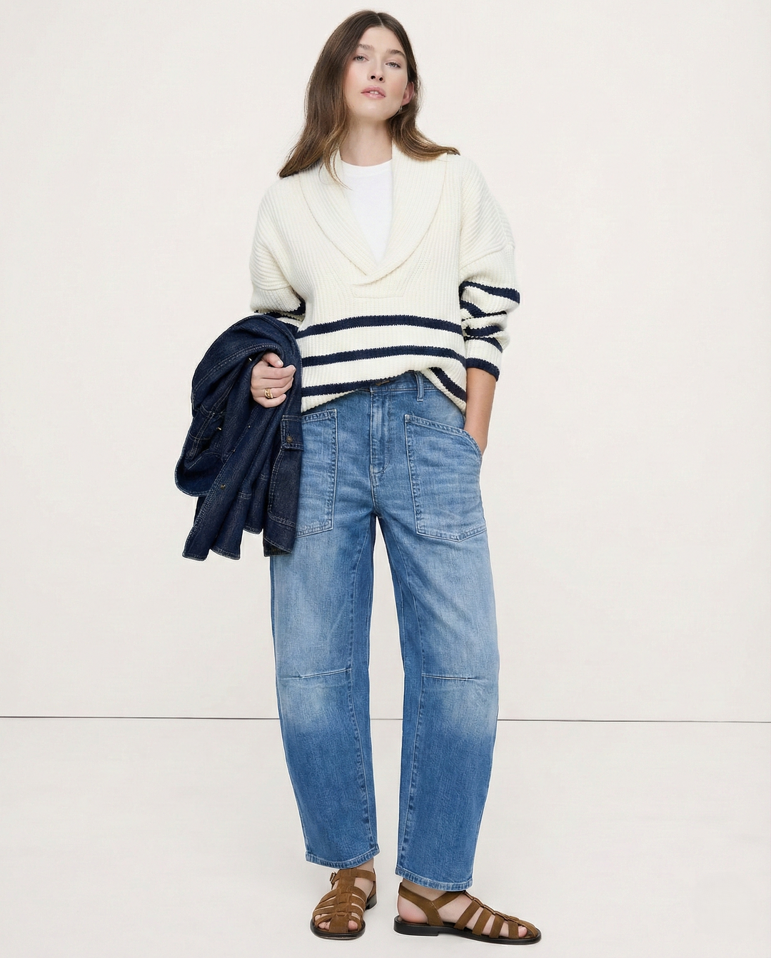 Sylviane | Structured Denim Barrel Leg Jeans