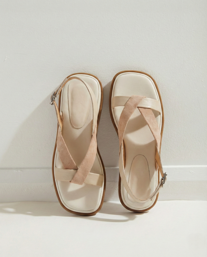 Maximilienne | Leather Low Platform Sandals