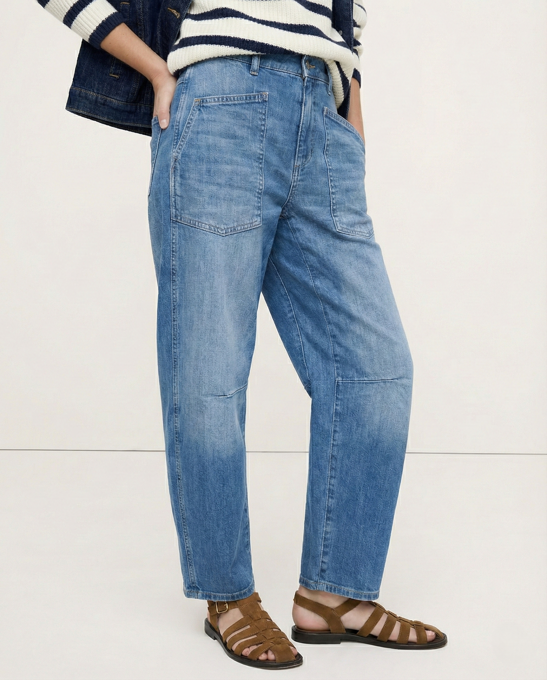 Sylviane | Structured Denim Barrel Leg Jeans