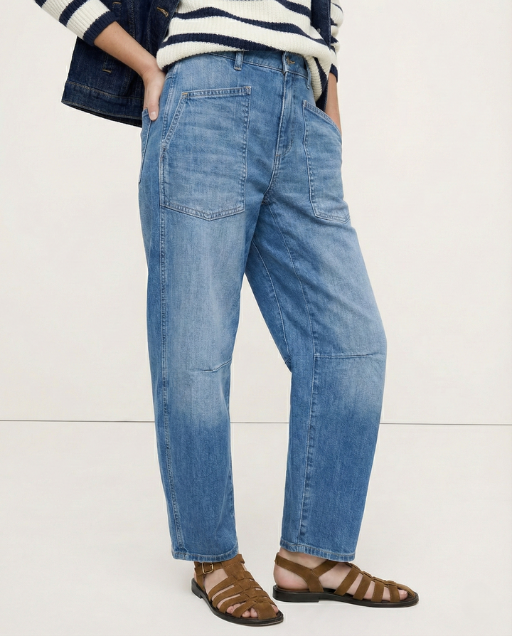 Sylviane | Structured Denim Barrel Leg Jeans