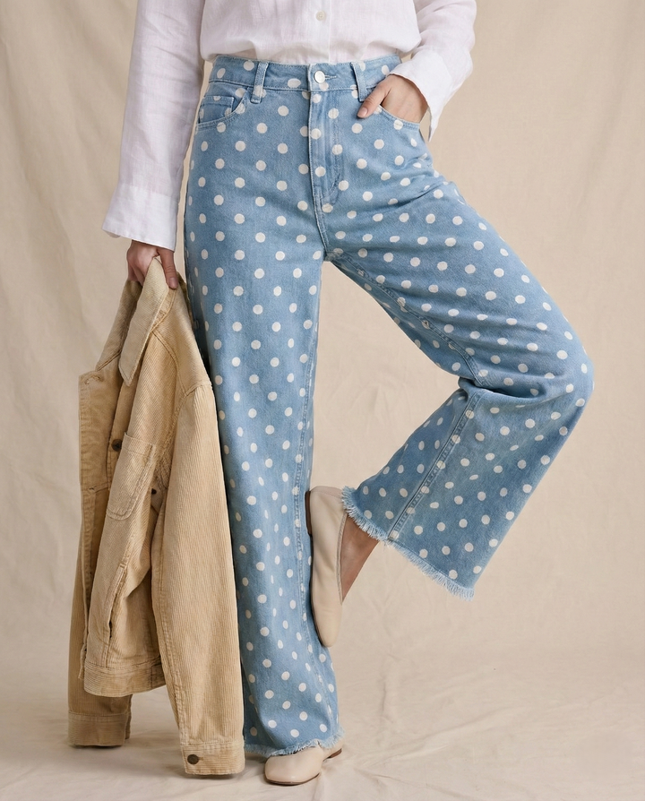 Paule | Polka Dot Cotton Wide Leg Trousers