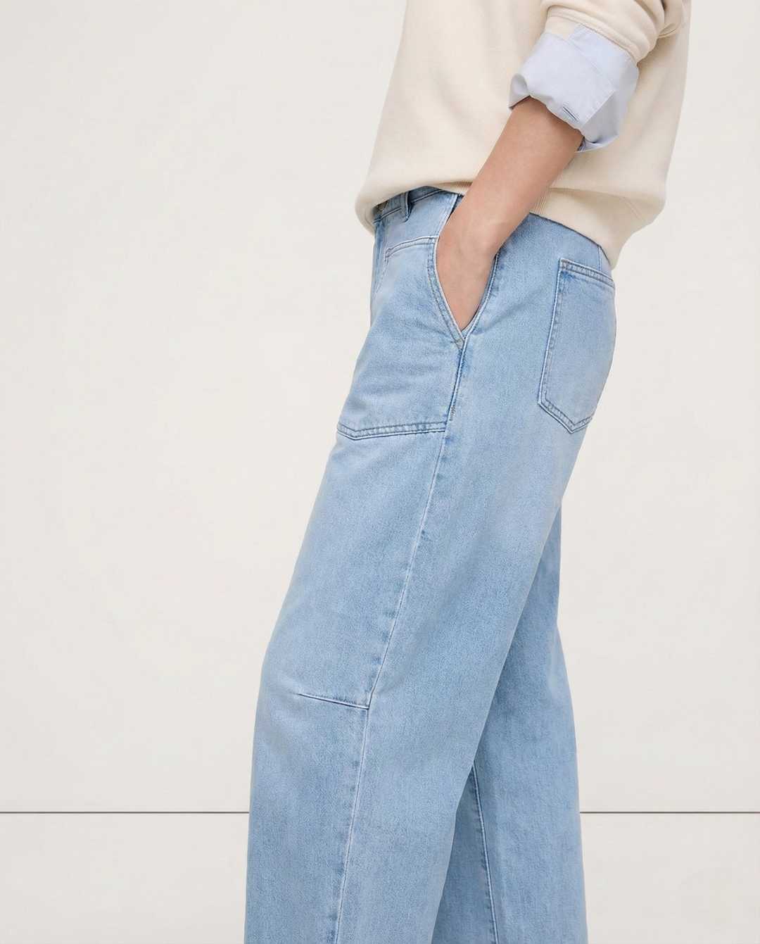 Sylviane | Structured Denim Barrel Leg Jeans
