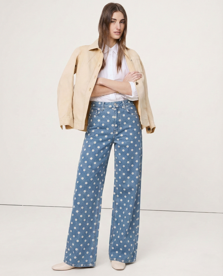Paule | Polka Dot Cotton Wide Leg Trousers