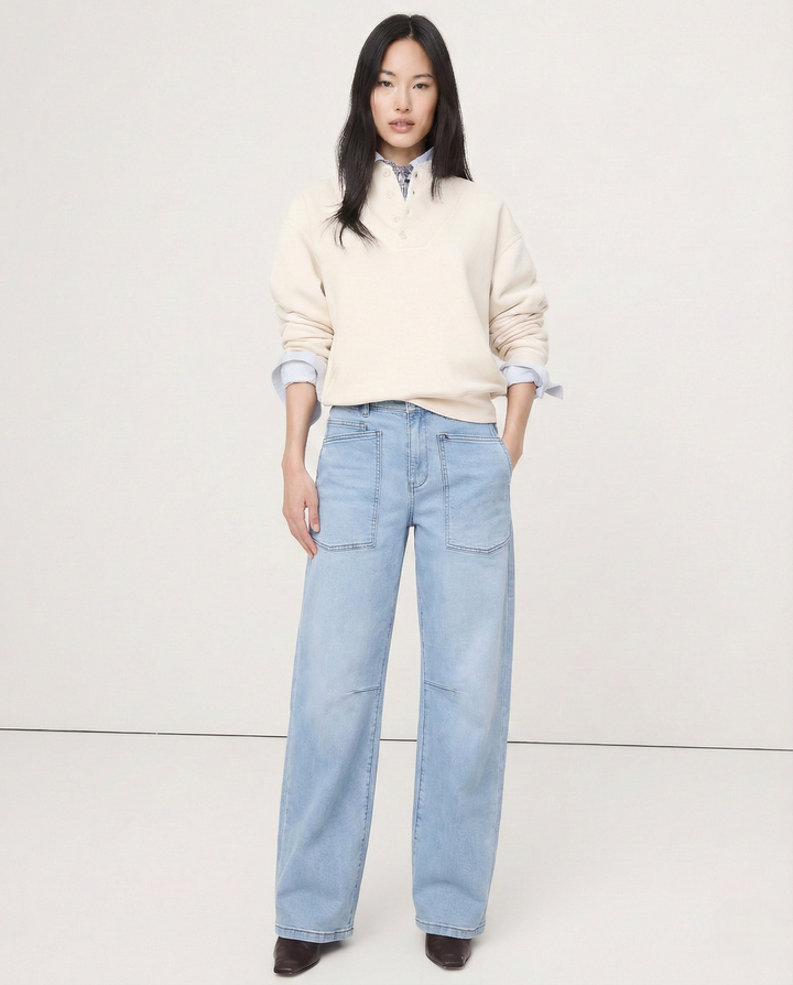 Sylviane | Structured Denim Barrel Leg Jeans