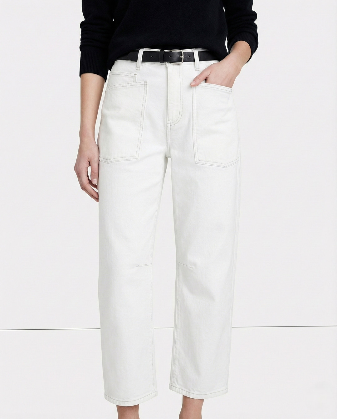 Sylviane | Structured Denim Barrel Leg Jeans