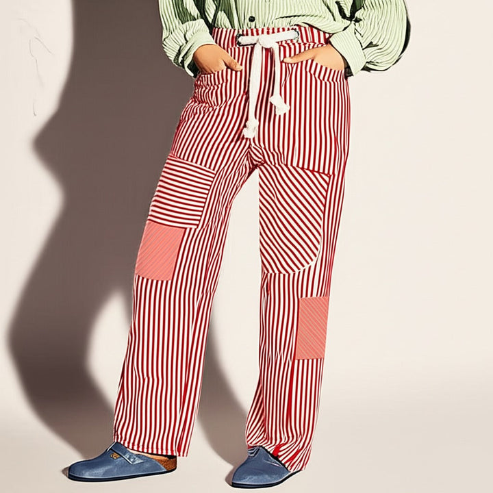 Oralie | Striped Cotton Linen Trousers