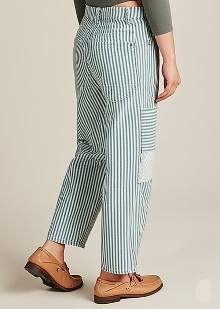 Oralie | Striped Cotton Linen Trousers