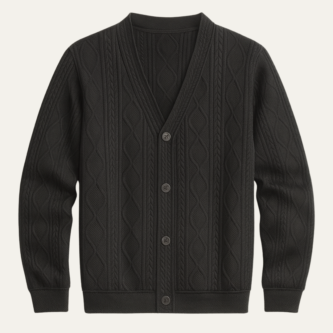 Guillaume | Diamond Cable V Neck Cardigan