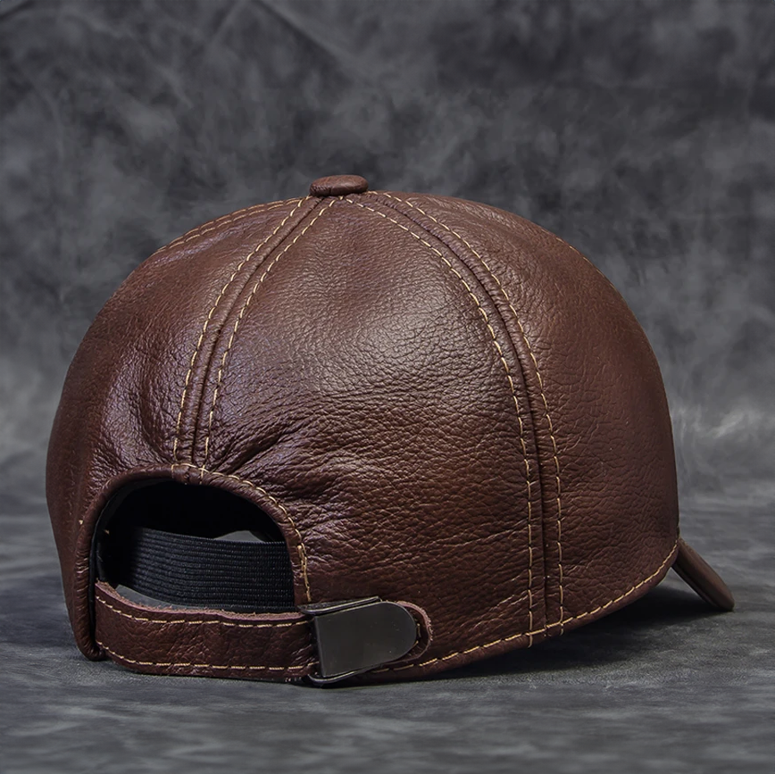 Panelled Leather Flat Cap