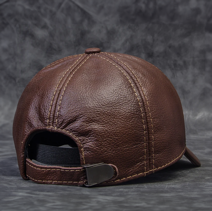 Panelled Leather Flat Cap