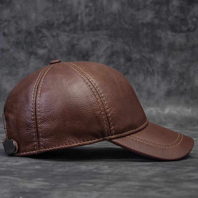 Panelled Leather Flat Cap
