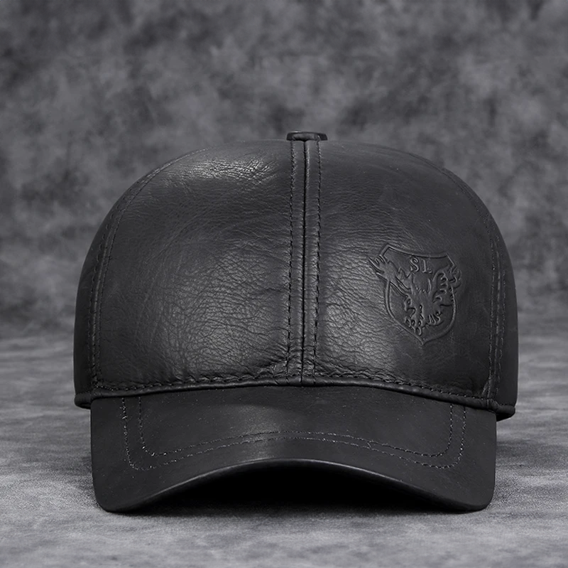 Panelled Leather Flat Cap