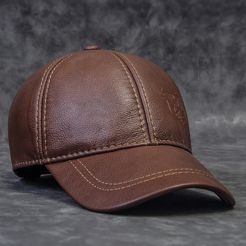 Panelled Leather Flat Cap