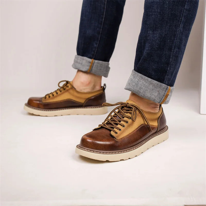 Célestin | Leather Canvas Lace-Up Sneakers