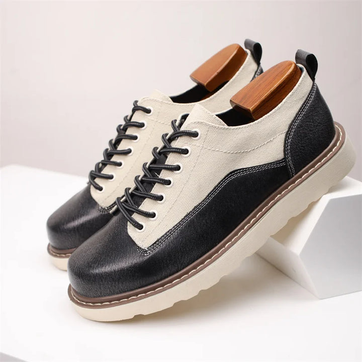 Célestin | Leather Canvas Lace-Up Sneakers