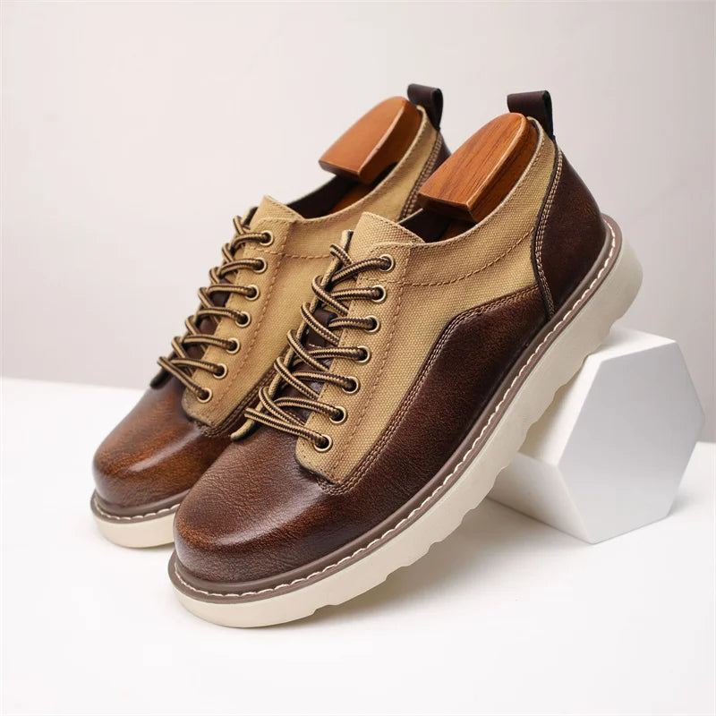 Célestin | Leather Canvas Lace-Up Sneakers