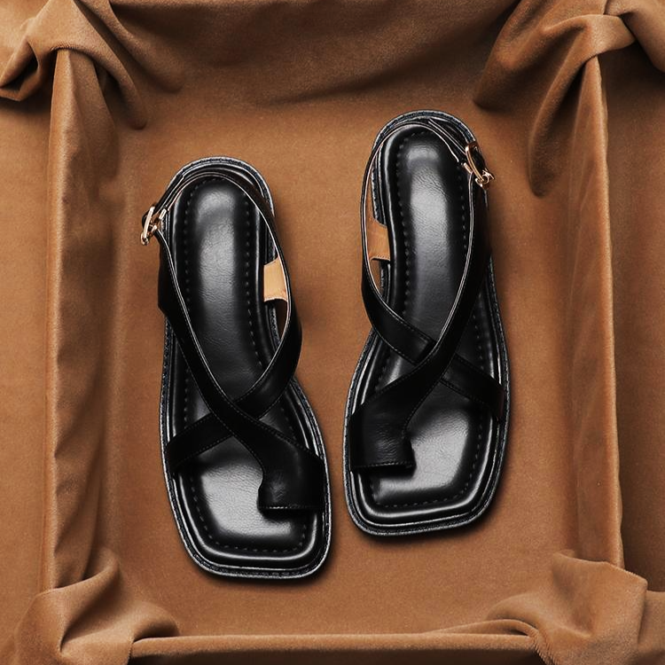Fidelia | Italian Leather Crossed Sandals