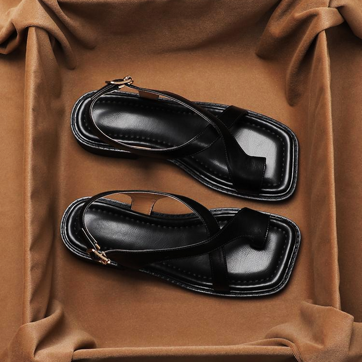 Fidelia | Italian Leather Crossed Sandals