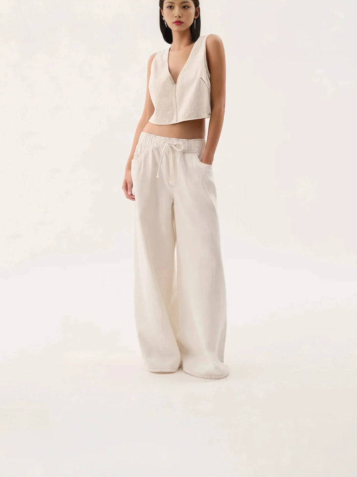 Mariange | Drawstring Wide Leg Denim Jeans