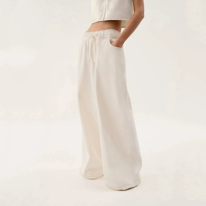 Mariange | Drawstring Wide Leg Denim Jeans