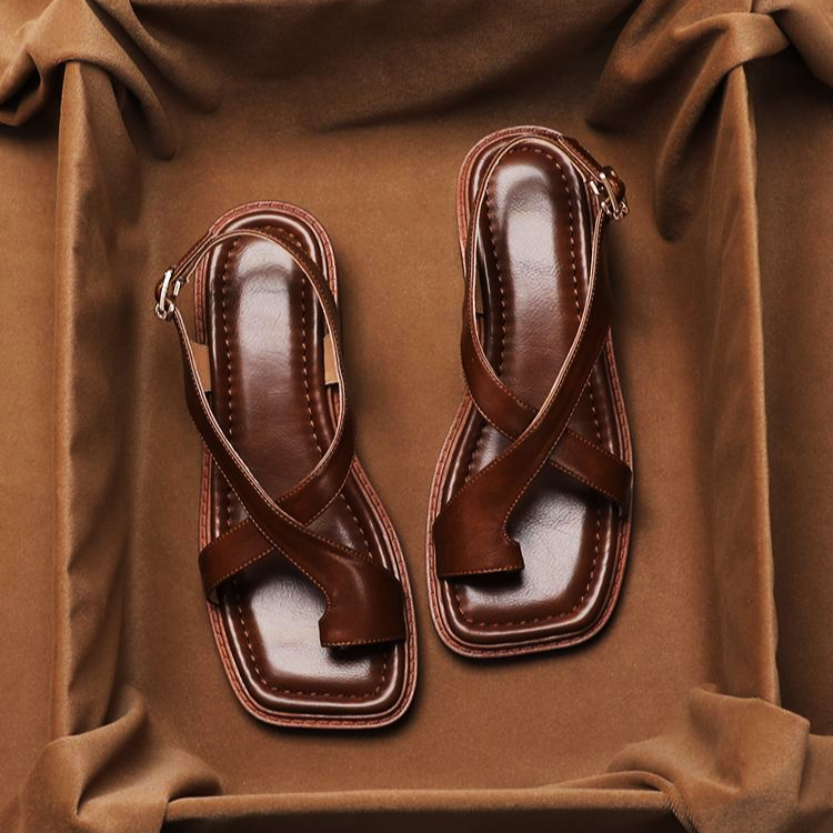 Fidelia | Italian Leather Crossed Sandals