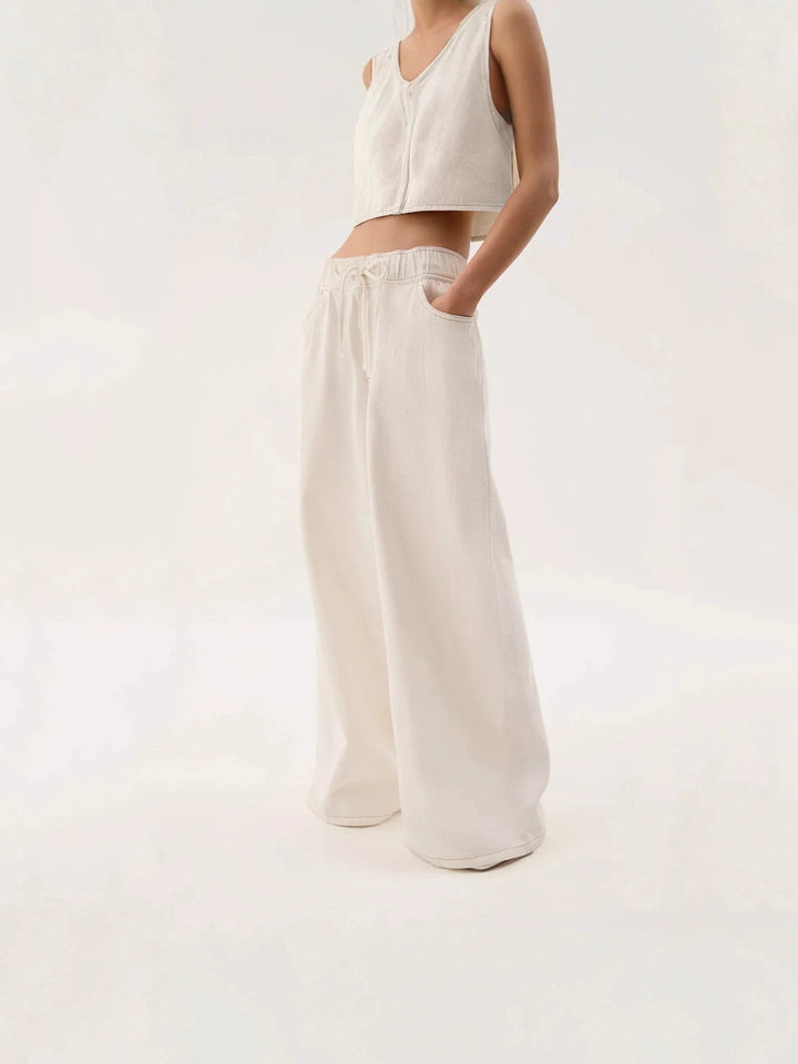 Mariange | Drawstring Wide Leg Denim Jeans