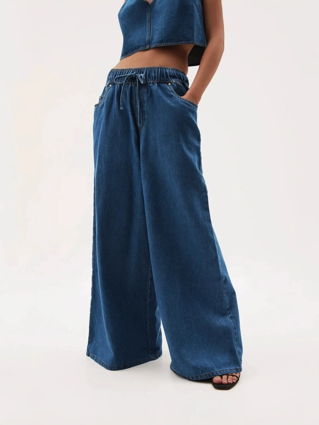 Mariange | Drawstring Wide Leg Denim Jeans