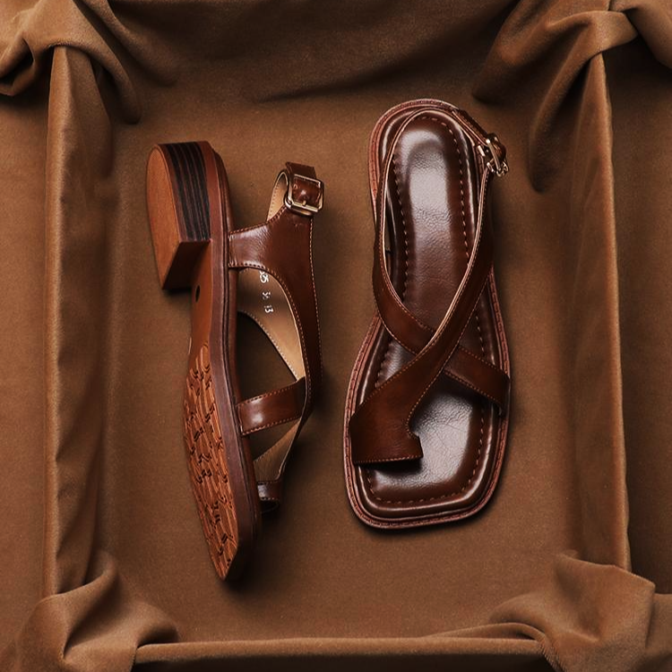 Fidelia | Italian Leather Crossed Sandals