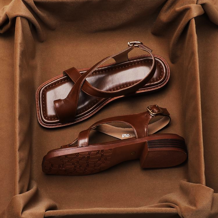 Fidelia | Italian Leather Crossed Sandals