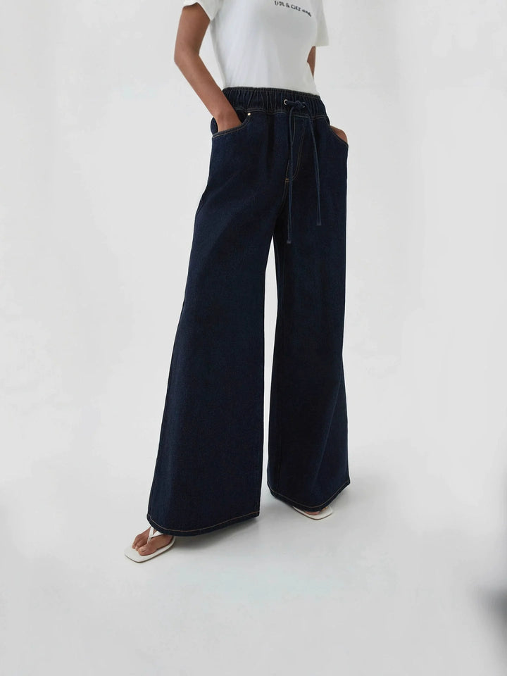 Mariange | Drawstring Wide Leg Denim Jeans