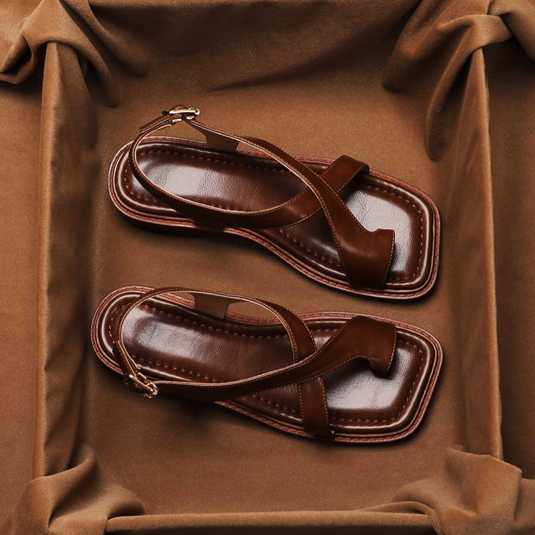 Fidelia | Italian Leather Crossed Sandals