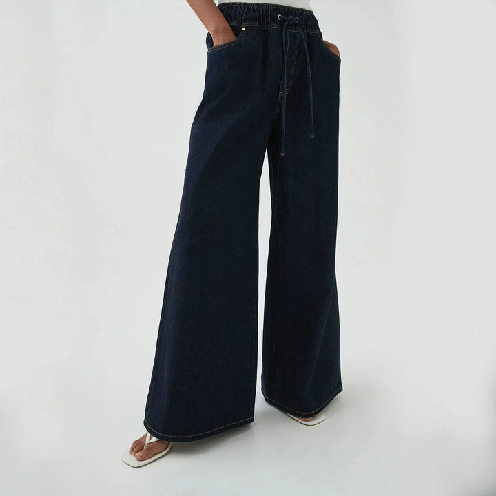 Mariange | Drawstring Wide Leg Denim Jeans