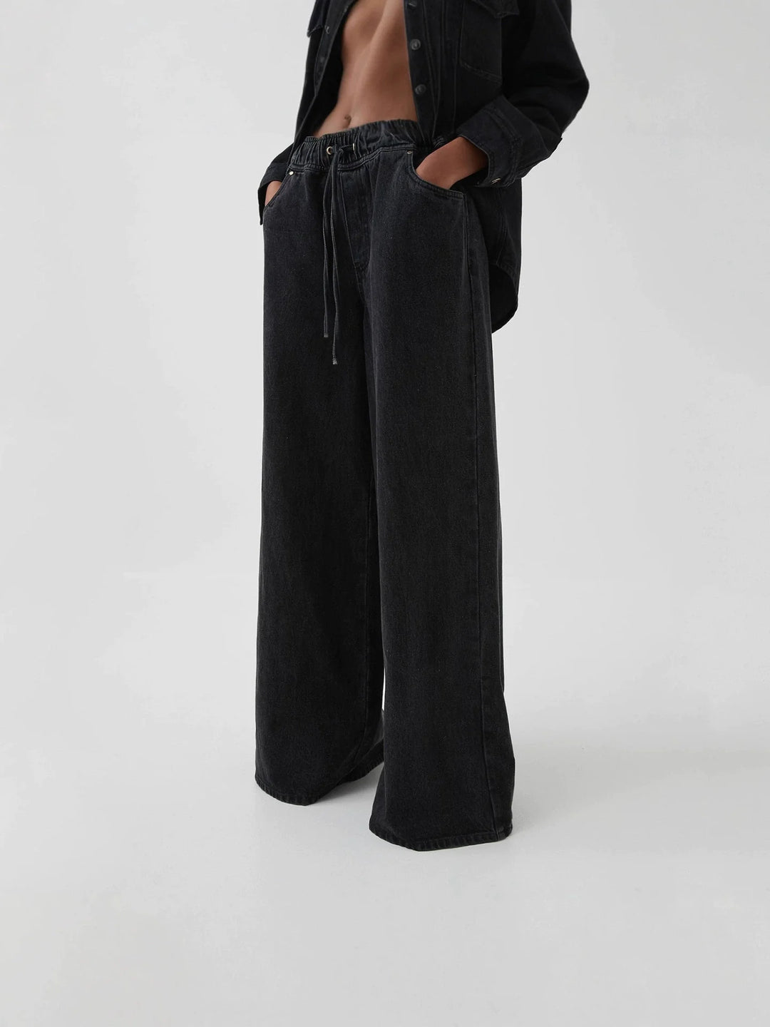 Mariange | Drawstring Wide Leg Denim Jeans