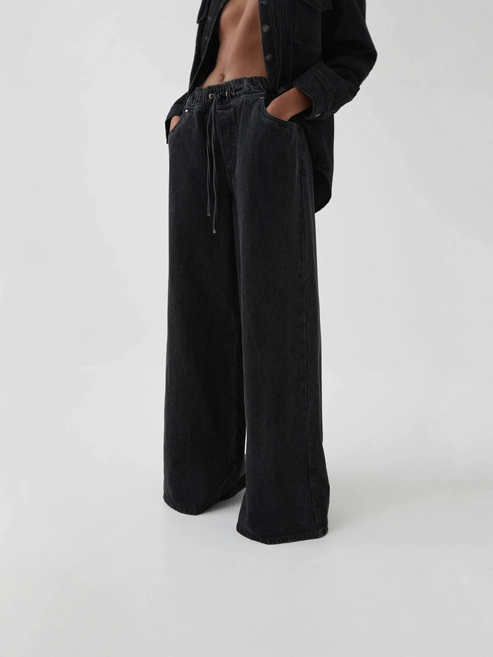 Mariange | Drawstring Wide Leg Denim Jeans