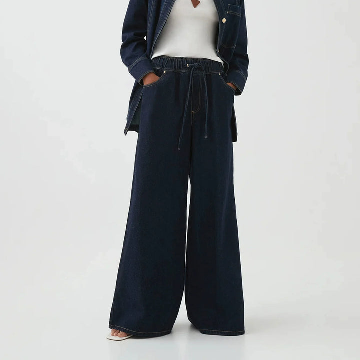 Mariange | Drawstring Wide Leg Denim Jeans