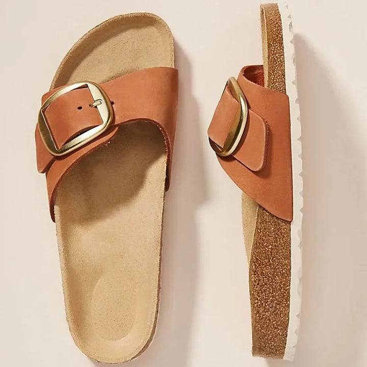 Gwen | Cork Footbed Suede Slides
