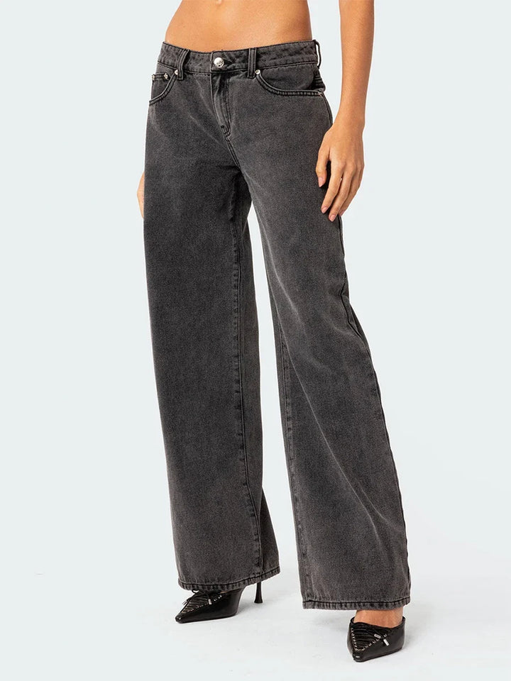 Ines | High Rise Cotton Straight Jeans