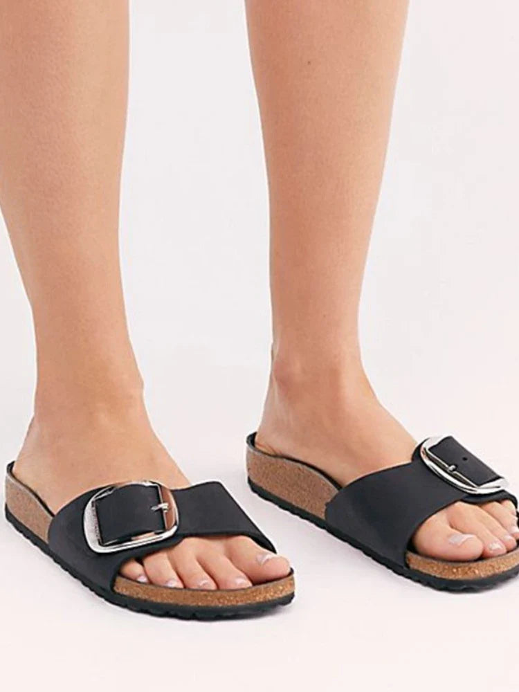 Gwen | Cork Footbed Suede Slides