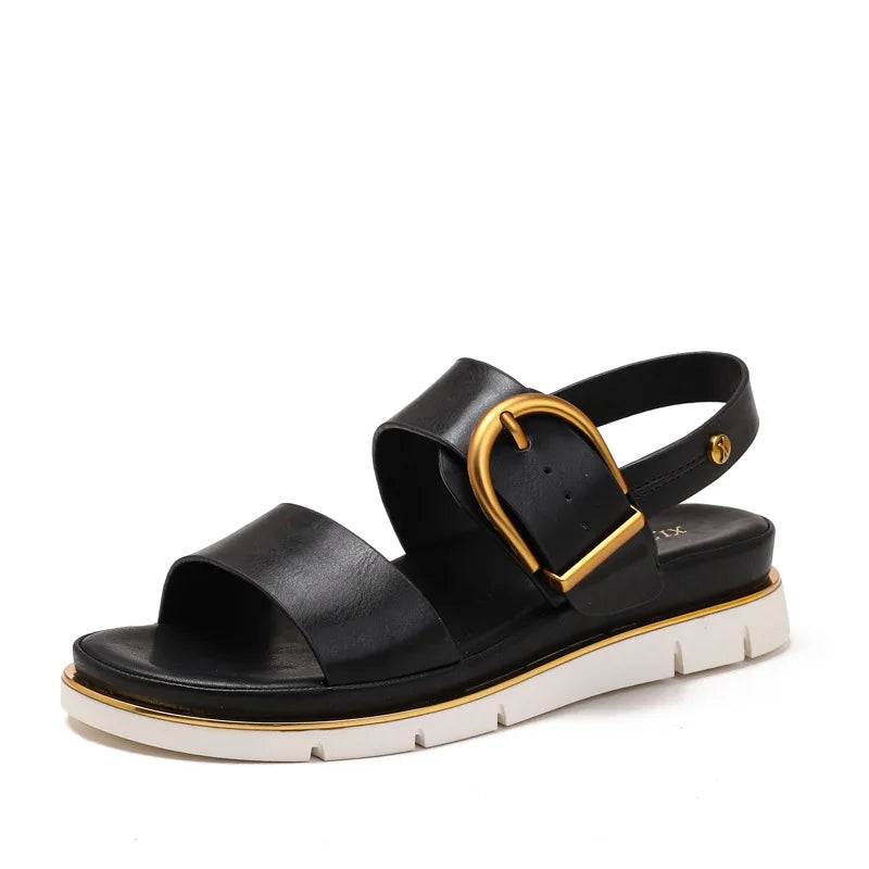 Valeria | Cross Strap Gold Buckle Sandals