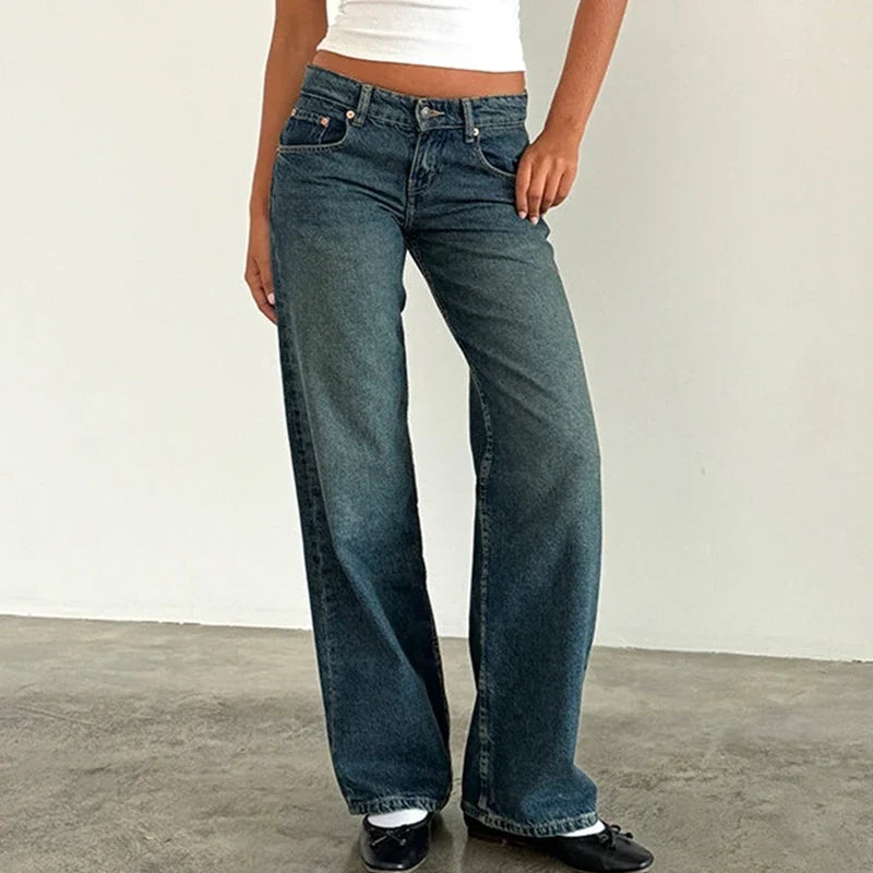 Justina | Mid Rise Wide Leg Jeans