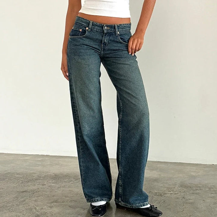 Justina | Mid Rise Wide Leg Jeans