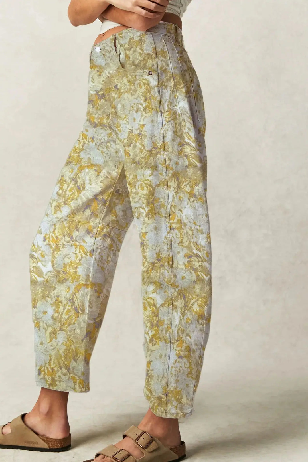 Celine | Printed Cotton Denim Wide Leg Jeans