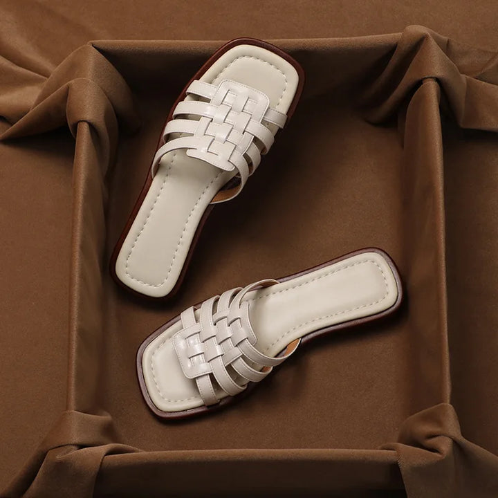 Andreanne | Hand Woven Square Toe Slides