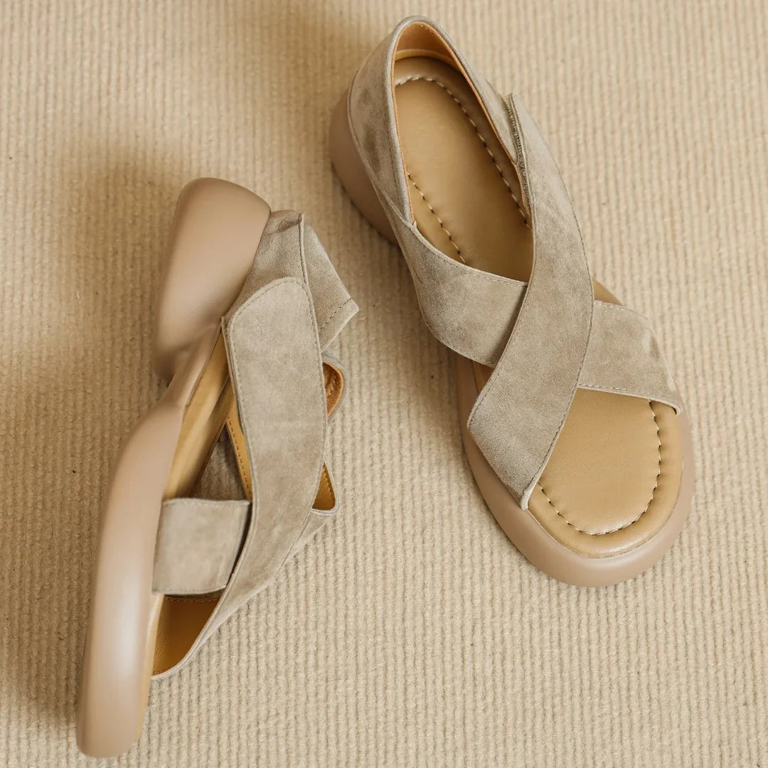 Enid | Suede Cross Band Platforms