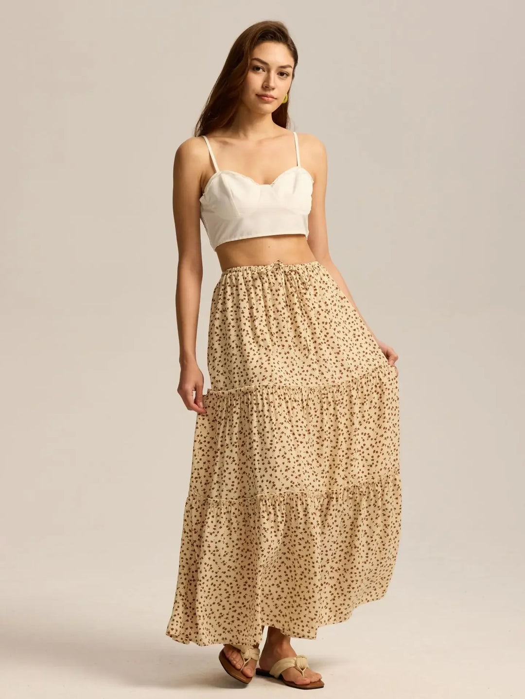 Vivian | 100% Cotton Drawstring Maxi Skirt