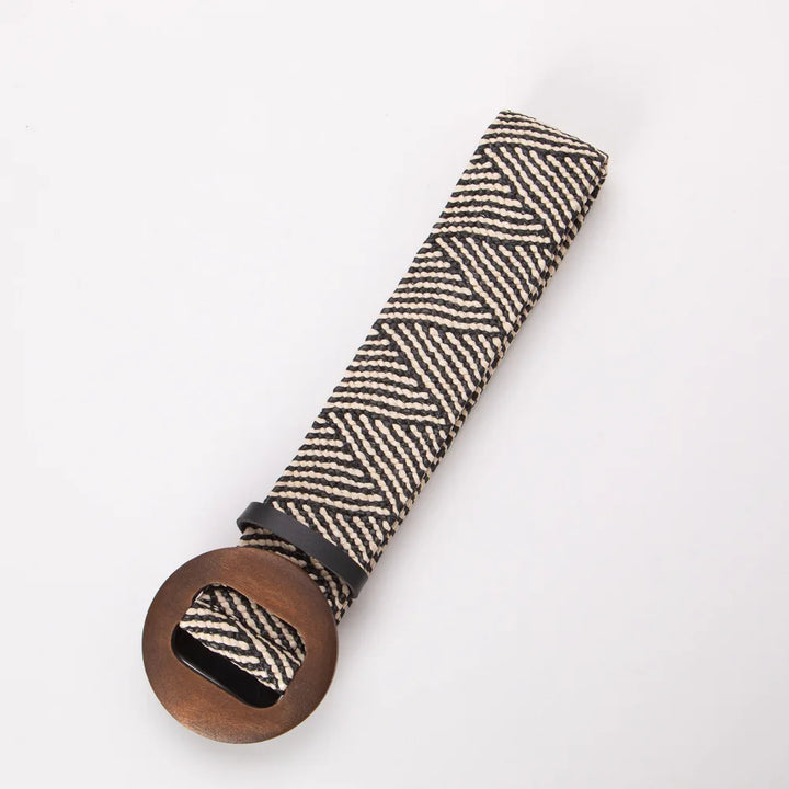 Woven Straw Belt, Wood Ring Buckle