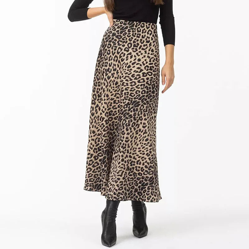 Alexandrine | Leopard Print Satin Skirt