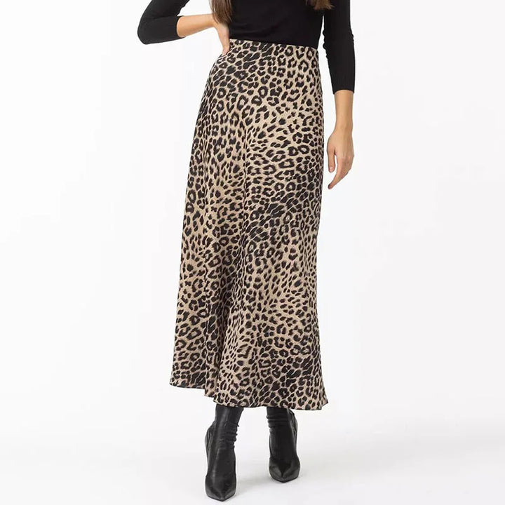 Alexandrine | Leopard Print Satin Skirt